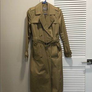 Wheat color ASOS button down trench coat.